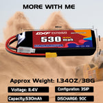 DXF 3S 11.4V 530mAh 90C LiPo Battery for FPV Micro Drones (PH2.0 / JST / XT30 / SM / XT60 / EC5 / XT90 Options)