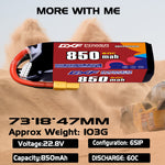 DXF LiPo Battery 6S HV 22.8V 850mAh 60C with PH2.0 / JST / XT30 / SM / XT60 / EC5 / XT90 for FPV Drone Whoop Micro Racing