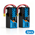 DXF SEMI-SOLID 14S 51.8V 25000mAh 5C Soft Case LiPo Battery with 8AWG Wire for Toy Cars, Boats, UAVs & Drones (1-6 Pack)