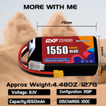 DXF 3S 11.1V 1550mAh 100C LiPo Battery for FPV Micro Drones (PH2.0 / JST / XT30 / SM / XT60 / EC5 / XT90 Options)