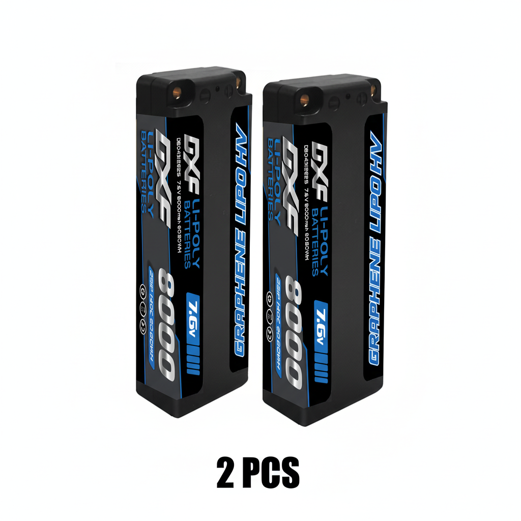 DXF 2S 7.6V Lipo Battery 140C 8000mAh Hardcase with 5mm Bullet to Deans Plug for RC 1/8 Vehicles Car Truck Tank Truggy Competition Racing Hobby