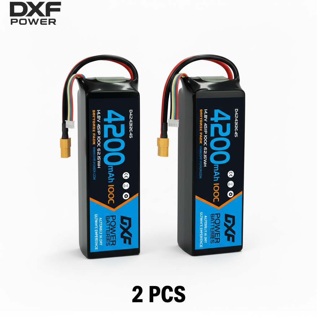 DXF 4S 14.8V 4200mAh 100C Graphene Soft Case LiPo Battery with XT60 Plug for Drones, Airplanes, Boats & RC Cars (2, 4, 6 Pack Available)