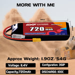 DXF 3S 11.4V 720mAh 100C LiPo Battery for FPV Micro Drones (PH2.0 / JST / XT30 / SM / XT60 / EC5 / XT90 Options)