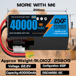 DXF SEMI-SOLID 6S 22.2V 40000mAh 10C Soft Case LiPo Battery with 8AWG Wire for Toy Cars, Boats, UAVs & Drones (1-6 Pack)