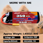 DXF LiPo Battery 5S HV 19.0V 350mAh 70C with PH2.0 / JST / XT30 / SM / XT60 / EC5 / XT90 for FPV Drone Whoop Micro Racing