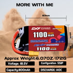 DXF 5S 18.5V 1100mAh 140C LiPo Battery for FPV Micro Drones (PH2.0 / JST / XT30 / SM / XT60 / EC5 / XT90 Options)