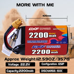 DXF 6S 22.2V 2200mAh 150C LiPo Battery for FPV Micro Drones (PH2.0 / JST / XT30 / SM / XT60 / EC5 / XT90 Options)