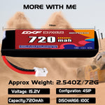 DXF 4S 15.2V 720mAh 100C LiPo Battery for FPV Micro Drones (PH2.0 / JST / XT30 / SM / XT60 / EC5 / XT90 Options)