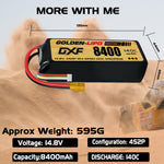 DXF LiPo Battery 4S 14.8V 8400mAh 140C Graphene Softcase with EC5 / T / TRX / XT60 / XT90 / XT150 / Q8s Plug for RC 1/8 1/10 Buggy Truck Car Off-Road Drone