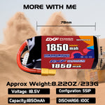 DXF 5S 18.5V 1850mAh 100C LiPo Battery for FPV Micro Drones (PH2.0 / JST / XT30 / SM / XT60 / EC5 / XT90 Options)