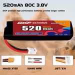 DXF LiPo Battery 1S HV 3.8V 520mAh 80C with PH2.0 / JST / XT30 / SM / XT60 / EC5 / XT90 for FPV Drone Whoop Micro Racing