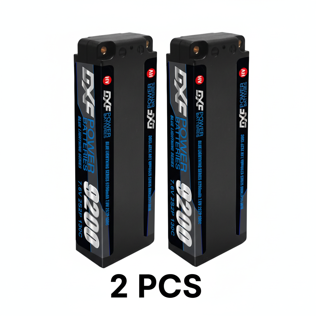 DXF 2S 7.6V Lipo Battery 130C 9200mAh Hardcase with 5mm Bullet to Deans Plug for RC 1/8 Vehicles Car Truck Tank Truggy Competition Racing Hobby
