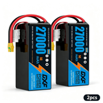 DXF 6S 22.2V 27000mAh 5C Soft Case LiPo Battery with 8AWG Wire for Toy Cars, Boats, UAVs & Drones (1-6 Pack)