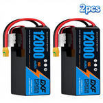 DXF SEMI-SOLID 12S 44.4V 12000mAh 15C Soft Case LiPo Battery with 8AWG Wire for Toy Cars, Boats, UAVs & Drones (1-6 Pack)
