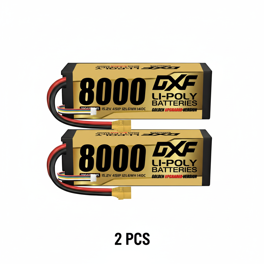 DXF 4S HV 15.2V 8000mAh 140C Graphene Hardcase LiPo Battery with XT90/EC5 & 10AWG Wire (1-6 Pack)