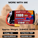 DXF LiPo Battery 5S HV 19.0V 1100mAh 60C with PH2.0 / JST / XT30 / SM / XT60 / EC5 / XT90 for FPV Drone Whoop Micro Racing