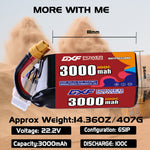 DXF 6S 22.2V 3000mAh 100C LiPo Battery for FPV Micro Drones (PH2.0 / JST / XT30 / SM / XT60 / EC5 / XT90 Options)