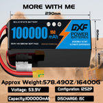 DXF SEMI-SOLID 14S 53.9V 100000mAh 15C Soft Case LiPo Battery with 8AWG Wire for Toy Cars, Boats, UAVs & Drones (1-6 Pack)