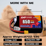 DXF 3S 11.4V 650mAh 120C LiPo Battery for FPV Micro Drones (PH2.0 / JST / XT30 / SM / XT60 / EC5 / XT90 Options)