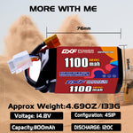 DXF 4S 14.8V 1100mAh 120C LiPo Battery for FPV Micro Drones (PH2.0 / JST / XT30 / SM / XT60 / EC5 / XT90 Options)