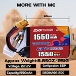 DXF 6S 22.2V 1550mAh 150C LiPo Battery for FPV Micro Drones (XT60 / EC5 / TRX / Deans / XT90 / XT150 / XT90S Options)