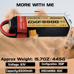 DXF Lipo Battery 3S 11.1V 6500mAh 150C Graphene Softcase with EC5 / T / TRX / XT60 / XT90 / XT150 / Q8s Plug for RC 1/8 1/10 Buggy Truck Car Off-Road Drone