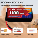 DXF LiPo Battery 3S HV 11.4V 1100mAh 60C with PH2.0 / JST / XT30 / SM / XT60 / EC5 / XT90 for FPV Drone Whoop Micro Racing