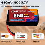 DXF LiPo Battery 1S 3.7V 650mAh 80C with PH2.0 / JST / XT30 / SM / XT60 / EC5 / XT90 for FPV Drone Whoop Micro Racing