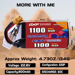 DXF LiPo Battery 6S HV 22.8V 1100mAh 60C with PH2.0 / JST / XT30 / SM / XT60 / EC5 / XT90 for FPV Drone Whoop Micro Racing