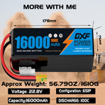 DXF LiPo Battery 6S HV 22.8V 16000mAh 100C Graphene Softcase Blue with EC5 / T / TRX / XT60 / XT90 / XT150 / Q8s Plug for RC 1/8 1/10 Buggy Truck Car Off-Road Drone