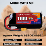 DXF LiPo Battery 2S HV 7.6V 1100mAh 60C with PH2.0 / JST / XT30 / SM / XT60 / EC5 / XT90 for FPV Drone Whoop Micro Racing