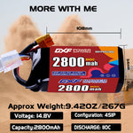 DXF LiPo Battery 4S 14.8V 2800mAh 110C with PH2.0 / JST / XT30 / SM / XT60 / EC5 / XT90 for FPV Drone Whoop Micro Racing