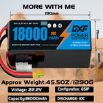DXF SEMI-SOLID 6S 22.2V 18000mAh 10C Soft Case LiPo Battery with 8AWG Wire for UAVs & Drones (1-6 Pack)