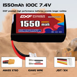DXF 2S 7.4V 1550mAh 100C LiPo Battery for FPV Micro Drones (PH2.0 / JST / XT30 / SM / XT60 / EC5 / XT90 Options)