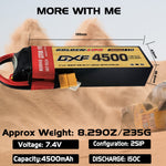 DXF Lipo Battery 2S 7.4V 4500mAh 140C GoldSeries Graphene Softcase with EC5 / T / TRX / XT60 / XT90 / XT150 / Q8s Plug for RC 1/8 1/10 Buggy Truck Car Off-Road Drone