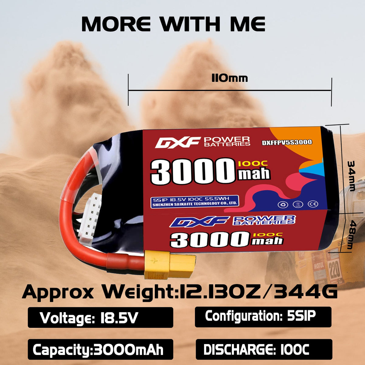 DXF 5S 18.5V 3000mAh 100C LiPo Battery for FPV Micro Drones (PH2.0 / JST / XT30 / SM / XT60 / EC5 / XT90 Options)