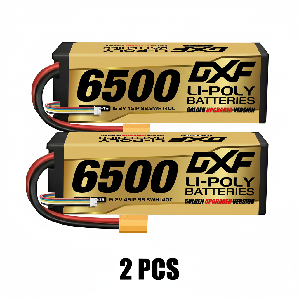 DXF Gold Series 4S HV 15.2V 6500mAh 140C Graphene Hardcase LiPo Battery with XT90 & 10AWG Wire (1-6 Pack)
