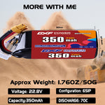 DXF LiPo Battery 6S HV 22.8V 350mAh 70C with PH2.0 / JST / XT30 / SM / XT60 / EC5 / XT90 for FPV Drone Whoop Micro Racing