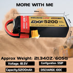 DXF Lipo Battery 5S 18.5V 5200mAh 100C Graphene Softcase with EC5 / T / TRX / XT60 / XT90 / XT150 / Q8s Plug for RC 1/8 1/10 Buggy Truck Car Off-Road Drone