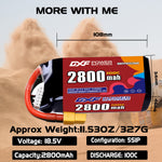 DXF 5S 18.5V 2800mAh 100C LiPo Battery for FPV Micro Drones (PH2.0 / JST / XT30 / SM / XT60 / EC5 / XT90 Options)