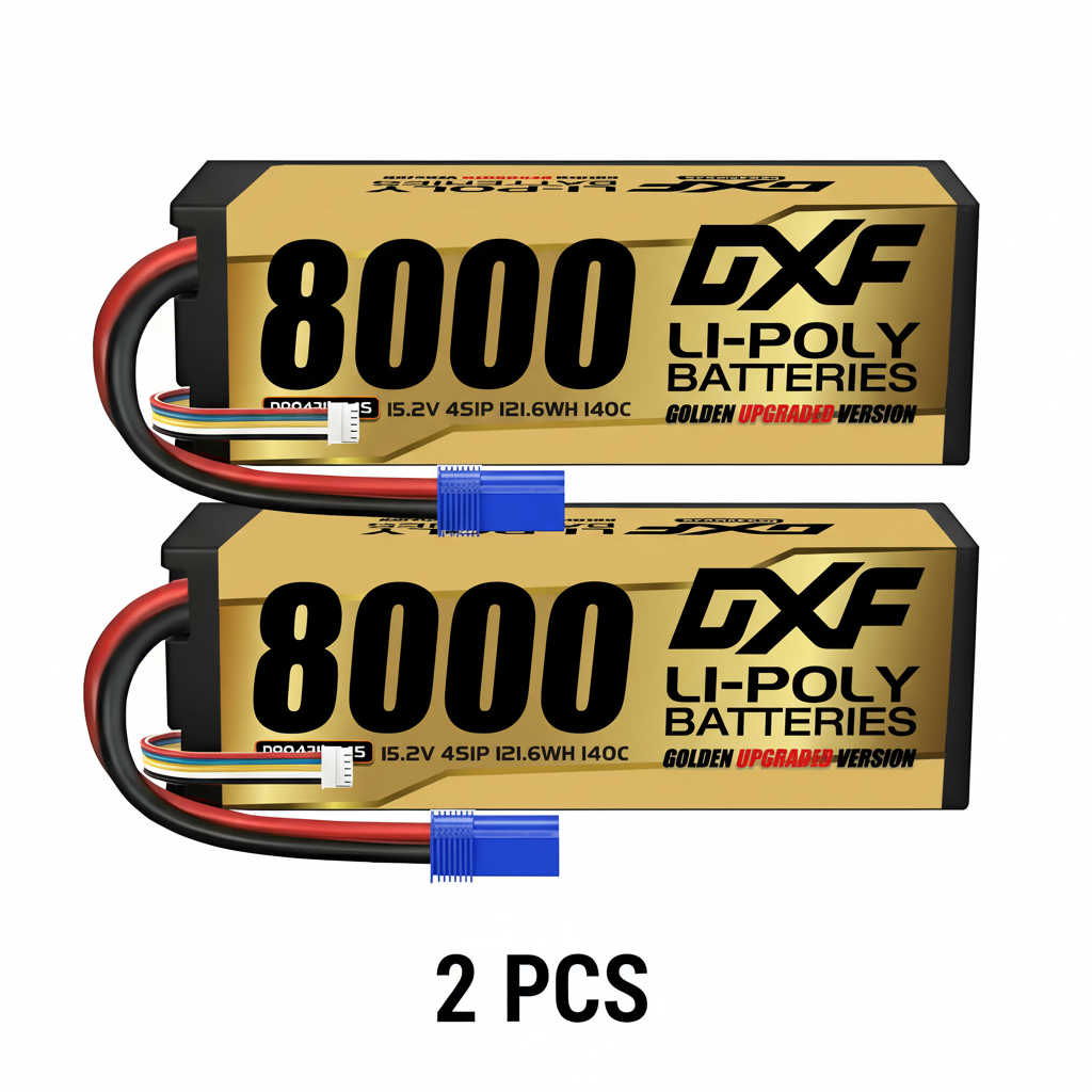 DXF Gold Standard 4S HV 15.2V 8000mAh 140C Graphene Hardcase LiPo Battery with EC5 & 10AWG Wire (1-6 Pack)