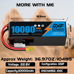 DXF 6S 22.8V 10000mAh 100C Soft Case LiHV Battery with 8AWG Wire for Toy Cars, Boats, UAVs & Drones (1-6 Pack)