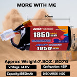 DXF 4S 14.8V 1850mAh 140C LiPo Battery for FPV Micro Drones (PH2.0 / JST / XT30 / SM / XT60 / EC5 / XT90 Options)