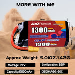 DXF LiPo Battery 5S HV 19.0V 1300mAh 60C with PH2.0 / JST / XT30 / SM / XT60 / EC5 / XT90 for FPV Drone Whoop Micro Racing