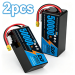 DXF SEMI-SOLID 14S 51.8V 50000mAh 5C Soft Case LiPo Battery with 8AWG Wire for Toy Cars, Boats, UAVs & Drones (1-6 Pack)