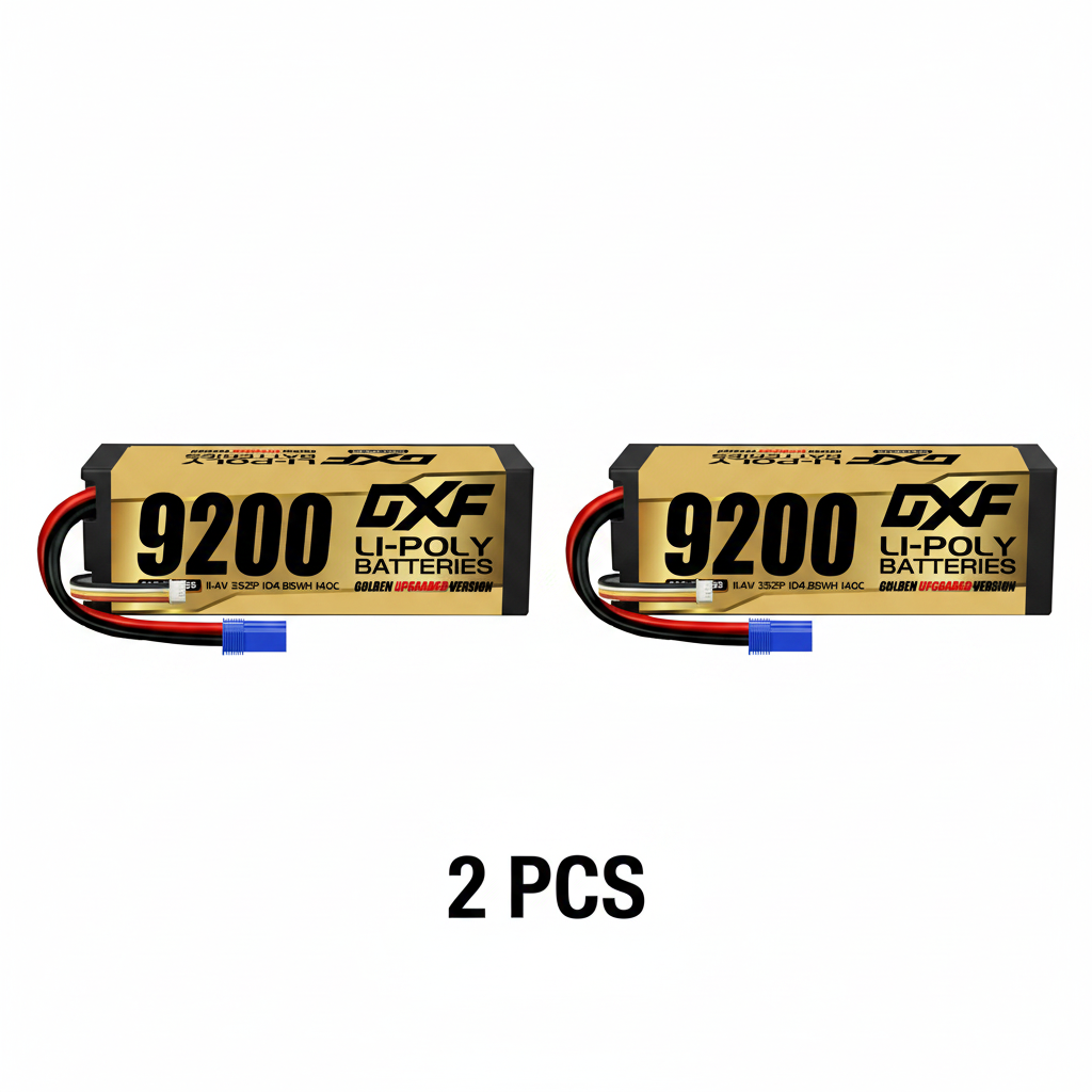 DXF 3S 11.4V 9200mAh 140C Hardcase LiPo Battery with 10AWG EC5 for 1/8 1/10 RC Cars, Boats, Trucks (1-6 Pack Available)