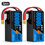 DXF 6S 23.1V 80000mAh 15C Soft Case LiHV Battery with 8AWG Wire for Toy Cars, Boats, UAVs & Drones (1-6 Pack)