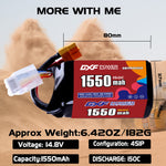 DXF 4S 14.8V 1550mAh 150C LiPo Battery for FPV Micro Drones (PH2.0 / JST / XT30 / SM / XT60 / EC5 / XT90 Options)