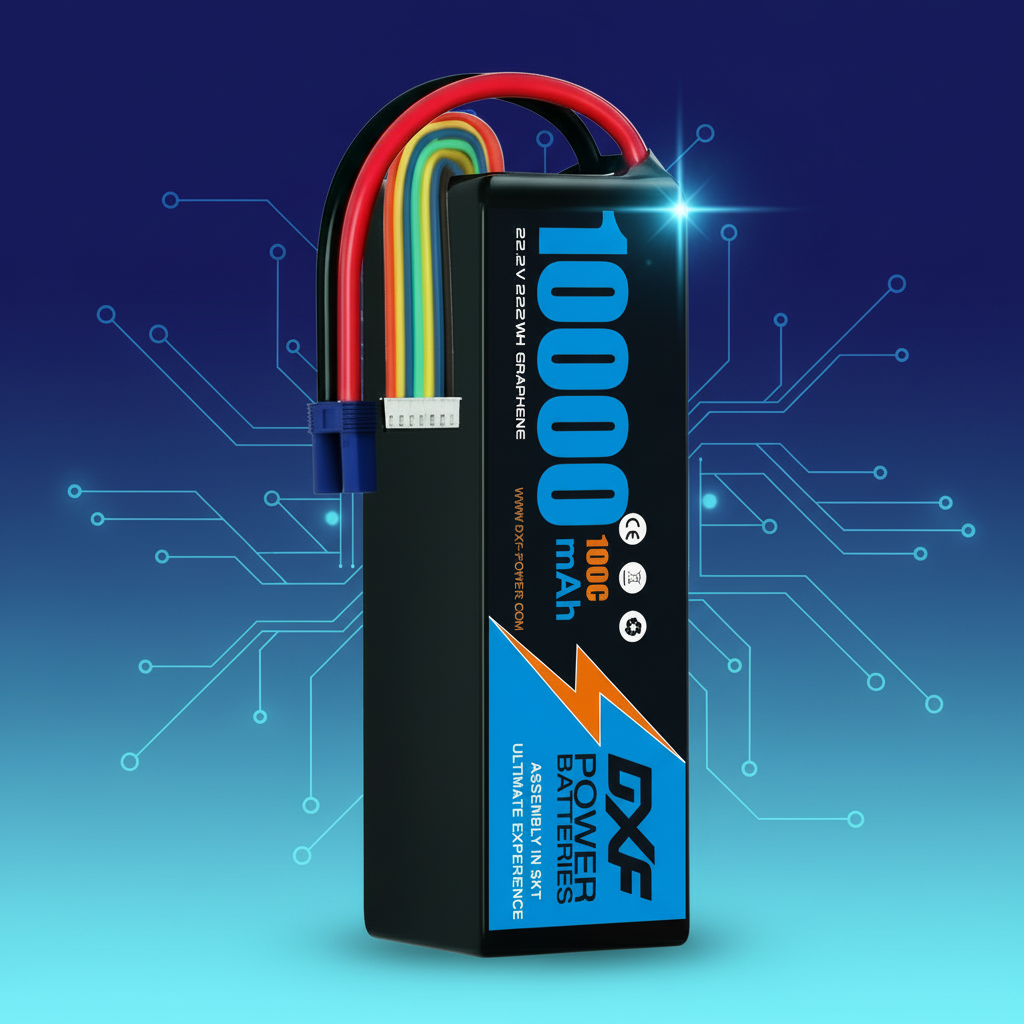 DXF 6S 22.2V 10000mAh 100C Softcase LiPo Battery with 10AWG EC5 for 1/8 RC Cars, Trucks, Buggies, Truggies (1-6 Pack Available)