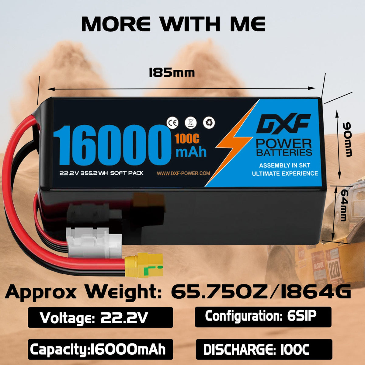 (CN)DXF 6S Lipo Battery 22.8V 100C 16000mAh Soft Case Battery  for Drone UAV FPV Car Truck Tank RC Buggy Truggy Racing Hobby